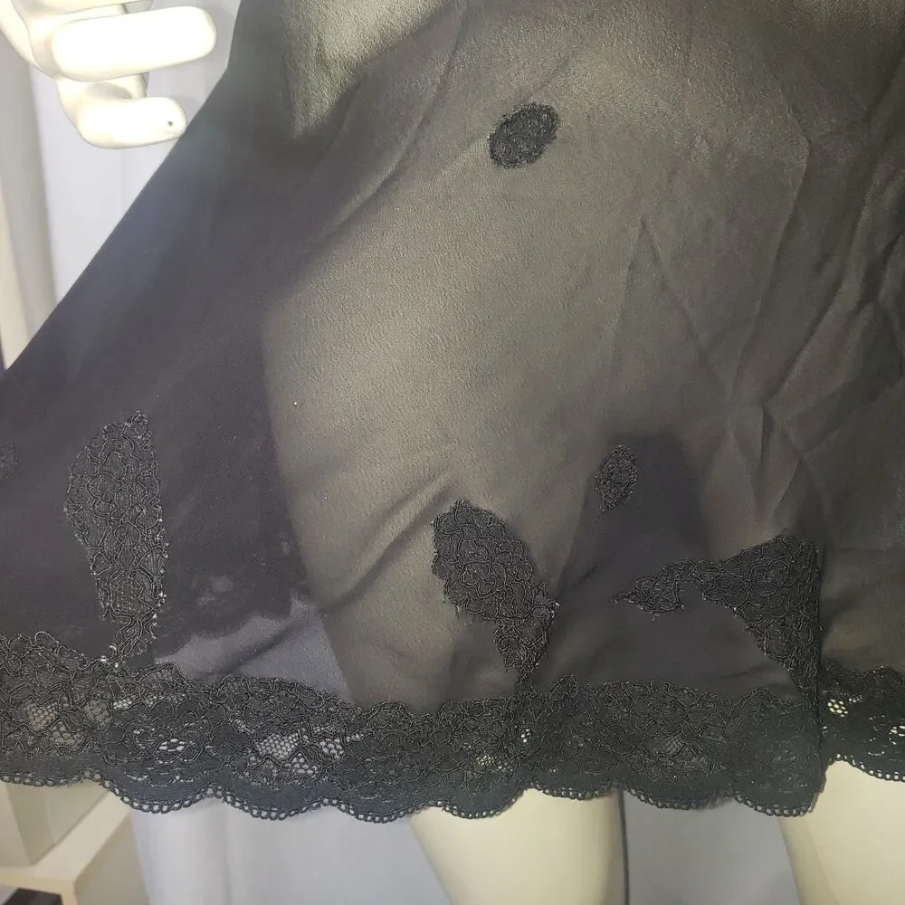 Vintage 90's Y2K VICTORIAS SECRET Sheer Black Lace Negligee Nighty Womens Medium